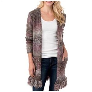 Lucky Brand Women’s Chunky Wool Blend Long Fringe Cardigan Sweater